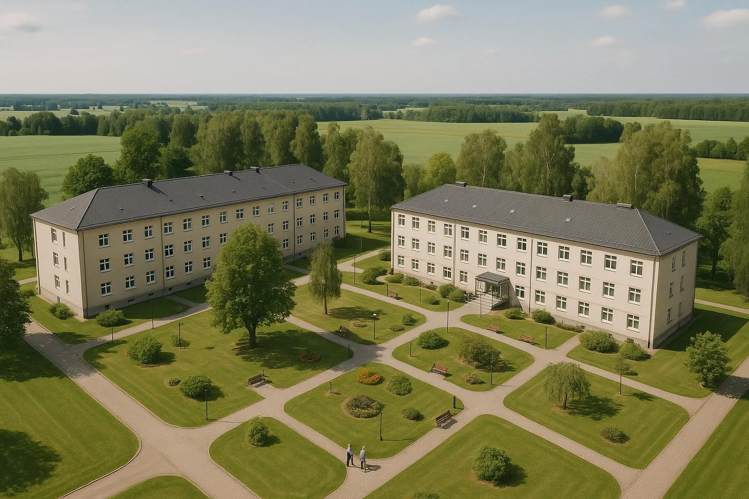 Atnaujinto miestelio vizija iš oro