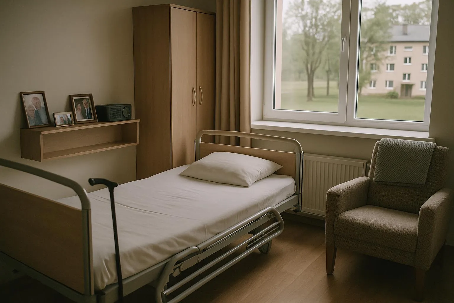 Gyventojo kambarys su vaizdu į parką